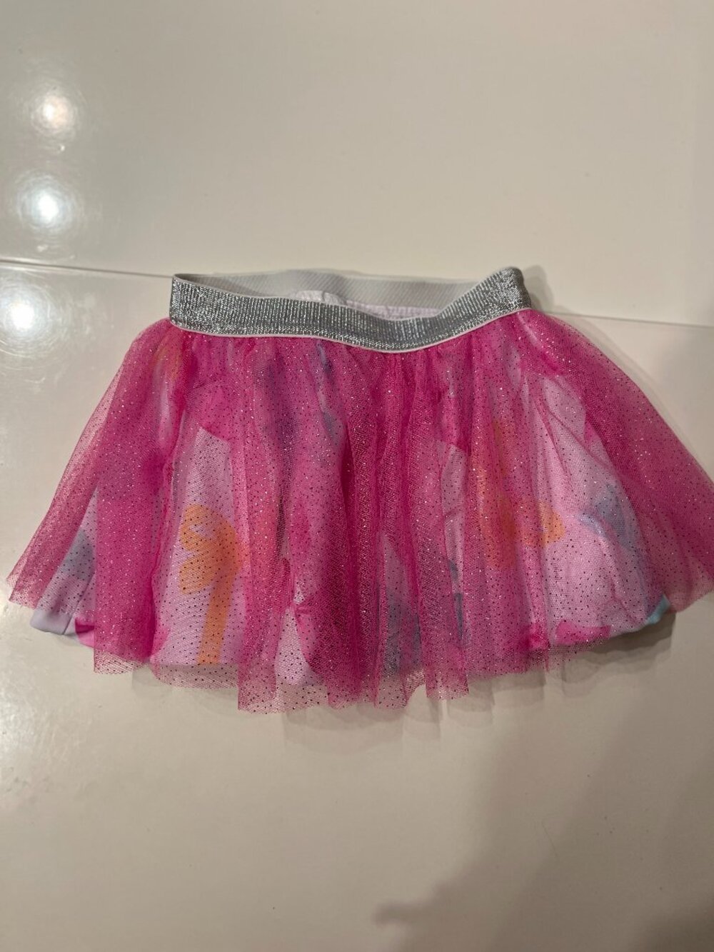 Tutu Skirt with Pink Tule with Bow Underlay  Size 4T (k/x)